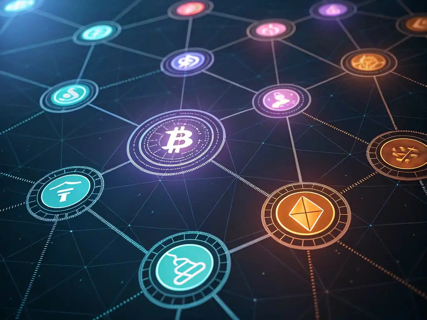 Person analyzing crypto data or exploring blockchain platforms on a digital device