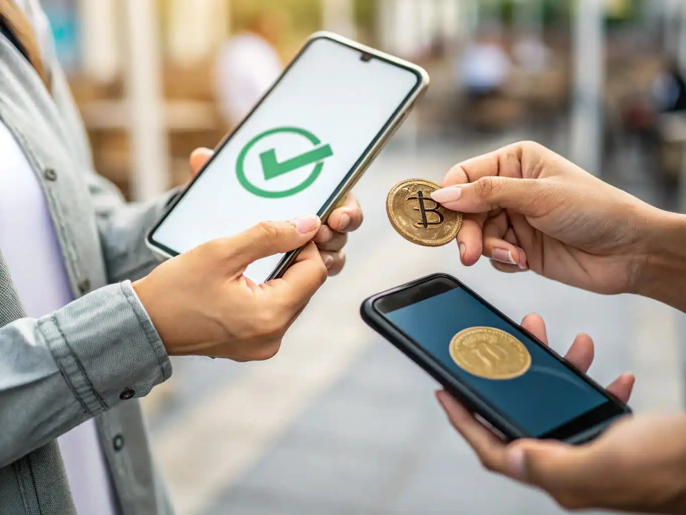 Person analyzing crypto data or exploring blockchain platforms on a digital device