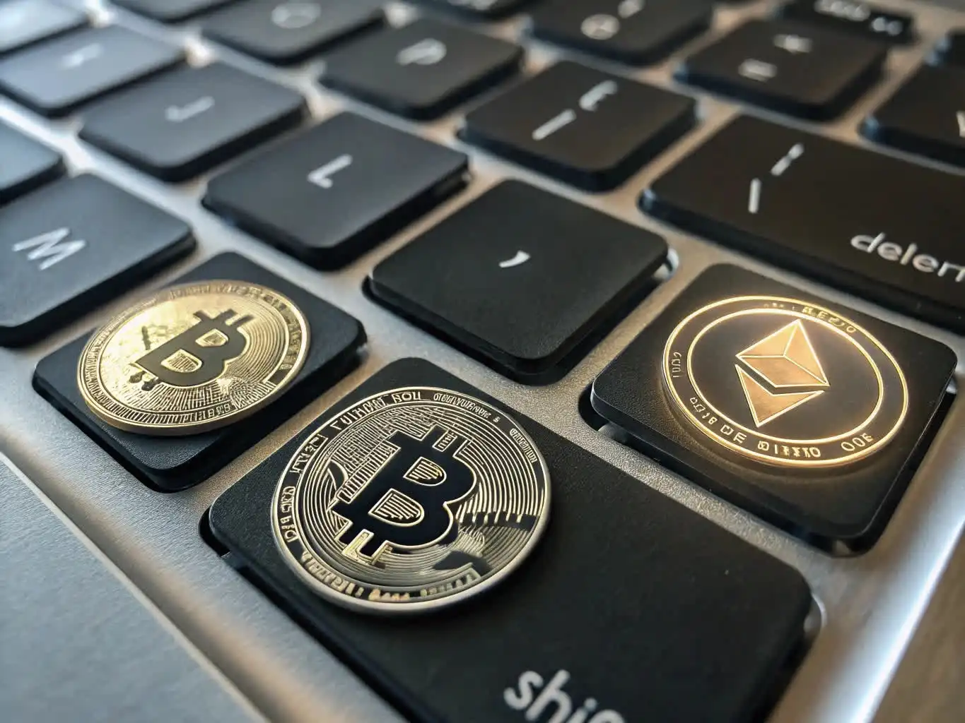 Person analyzing crypto data or exploring blockchain platforms on a digital device
