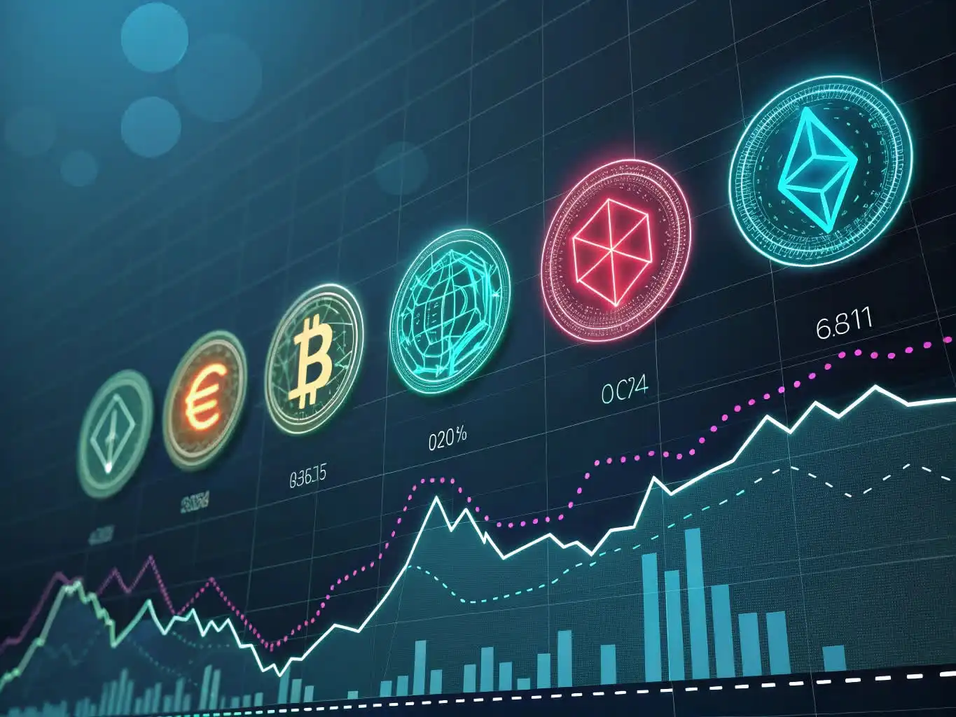 Person analyzing crypto data or exploring blockchain platforms on a digital device