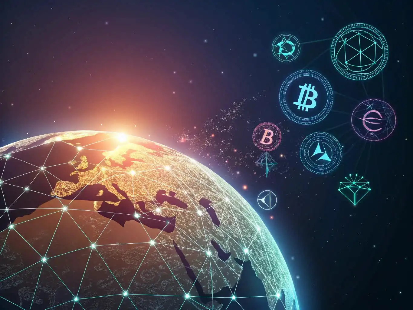 Person analyzing crypto data or exploring blockchain platforms on a digital device