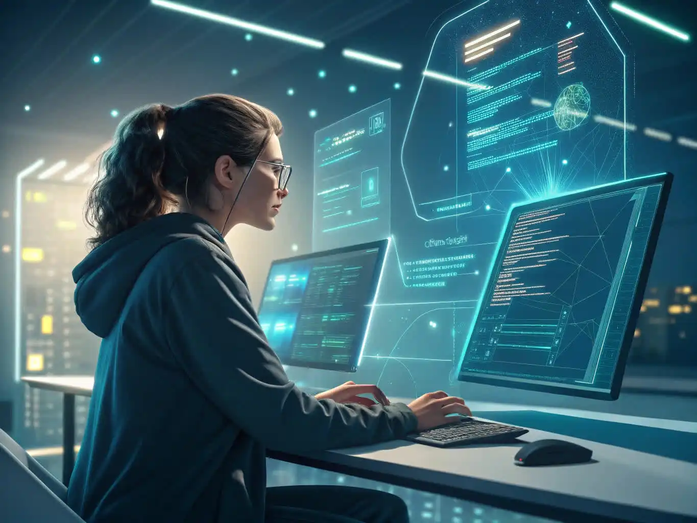 Person analyzing crypto data or exploring blockchain platforms on a digital device