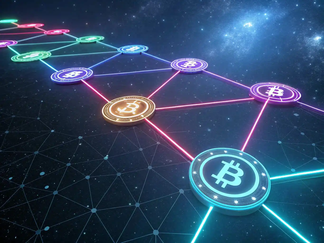Person analyzing crypto data or exploring blockchain platforms on a digital device